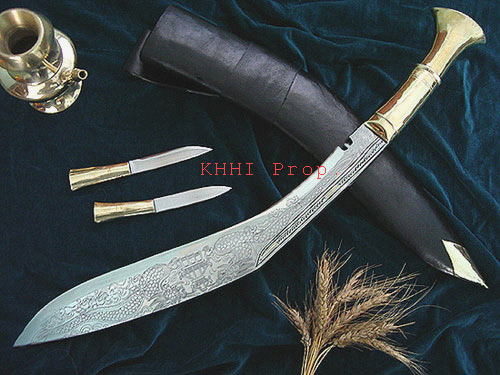 18inch brass kukri with dragon carved blade