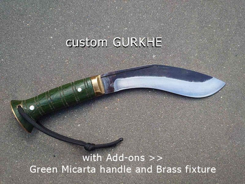 Gurkhe with green micarta handle and Brass fixtures