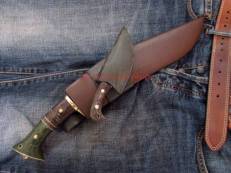 Micarta kukri in sheath with backup knife