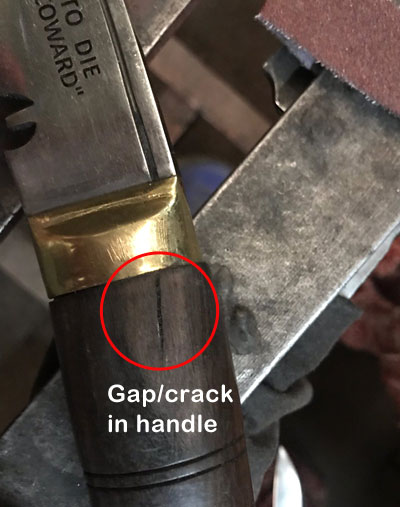 identifying gap/crack in kukri handle