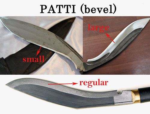 types of bevel (patti) in a kukri