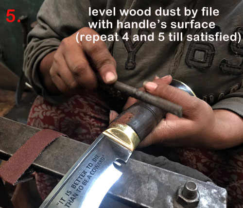 maintaining the cracks in a khukuri handle 