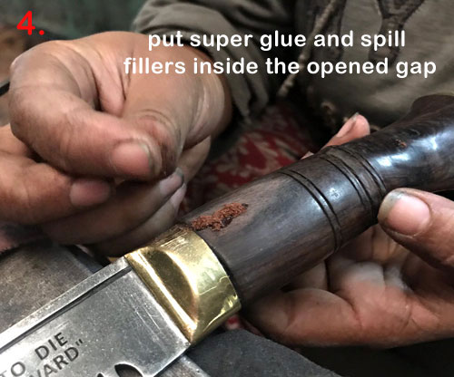 filling gaps/cracks of kukri handle